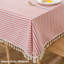 Nappe carrée en coton à rayures rouges et blanches Nappe d'extérieur Boho