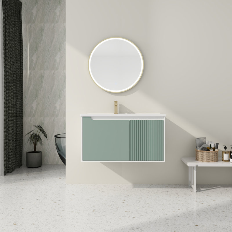 Meuble-lavabo mural 36 po avec lavabo en céramique