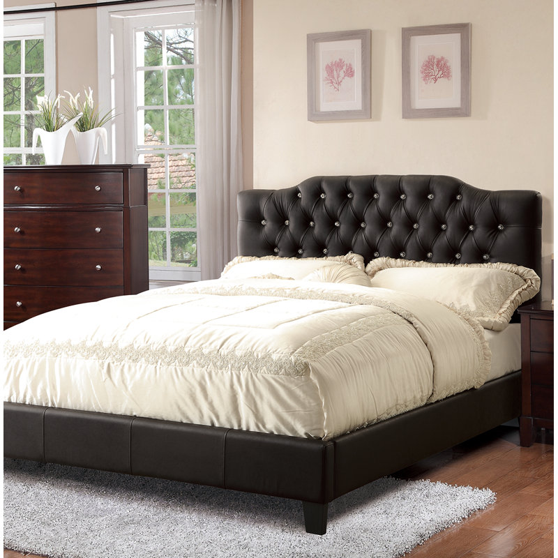 Datrell Tufted Upholstered Platform Bed, Queen, Beige