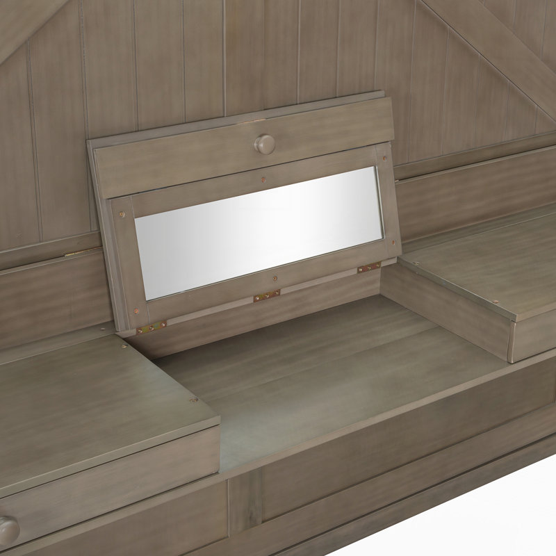 Wall Murphy Bed with Storage, Gray