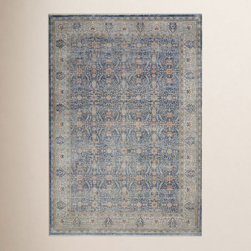 Tapis oriental bleu / gris Tabitha, Rectangle 5 pi 3 po x 7 pi 3 po