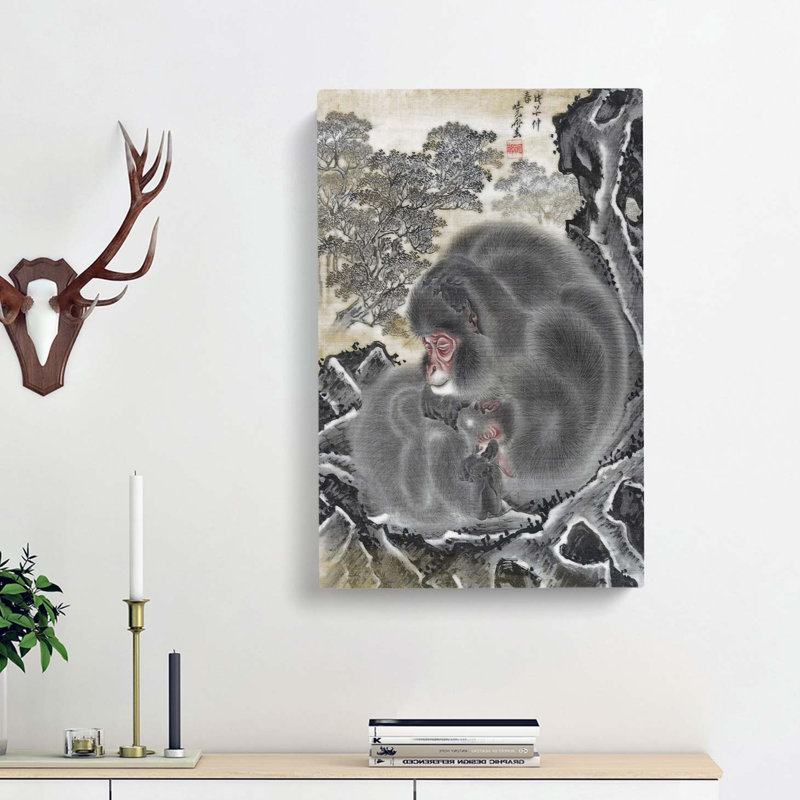 Monkeys by Kawanabe Kyosai - Wrapped Canvas, 76cm H x 50cm W x 3cm D