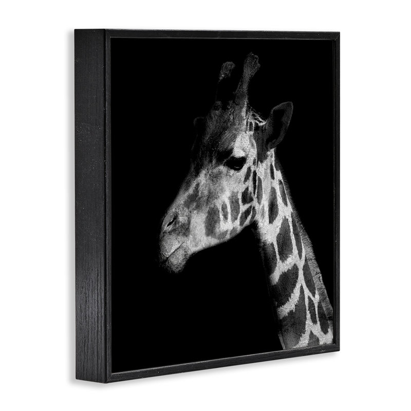 «Jungle Giraffe», art de la giclée encadrée par Patricia Pinto, H 12 po x l 12 po, Giclée encadrée noir minuit