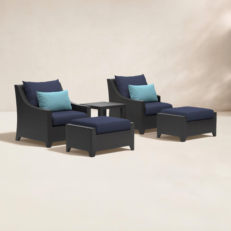 Ensemble de conversation avec coussins 5 pièces Mifflin, Oléfine bleu marine