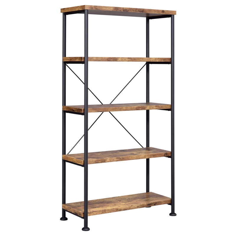 Bibliothèque antique à 4 tablettes muscade et noire