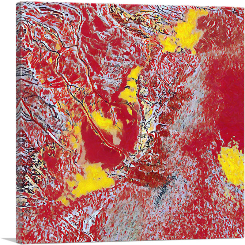 «Red Yellow» - reproduction d'art sur toile tendue, H 12 po x l 12 po x P 0,75 po