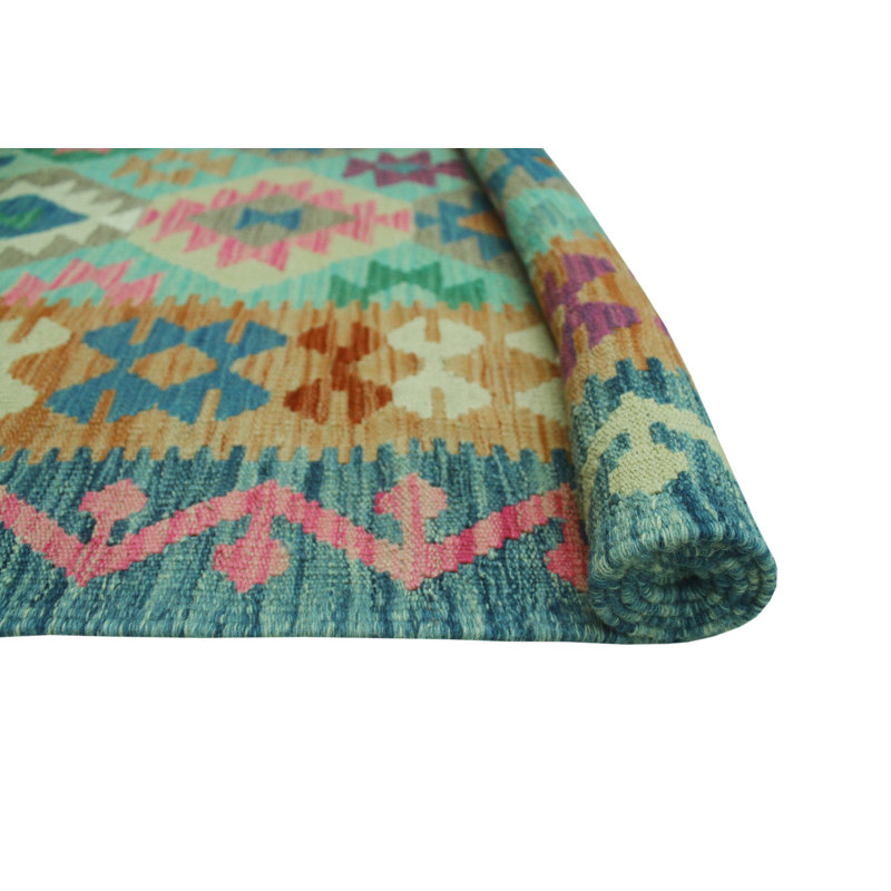 Tapis bleu Sun Sun délavé Kilim Behnam