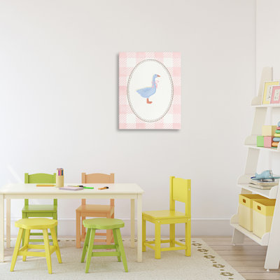 Oie sur toile écossaise rose tendre, design par The Paper Curator