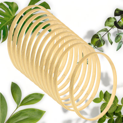 12-Pack Bamboo Floral Hoop Rings 15cm for DIY Decor