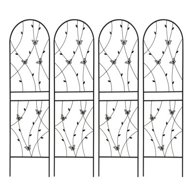 Ensemble de 4 treillis de jardin en métal 71 po x 19,7 po antirouille pour plantes grimpantes déco papillon