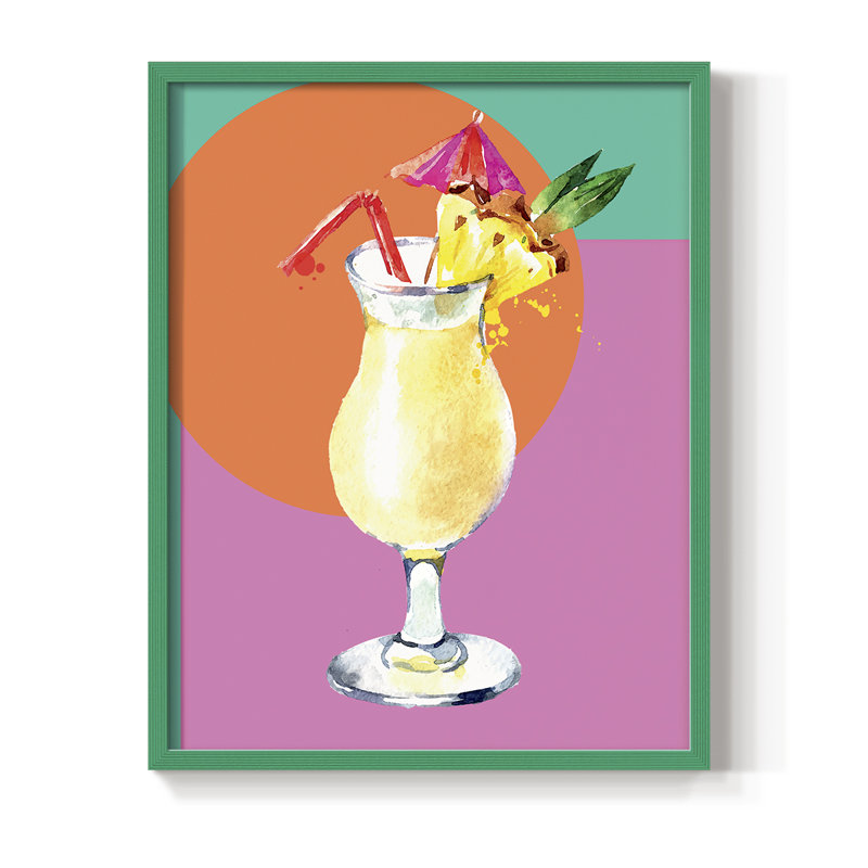 Reproduction encadrée Pina Colada - bois massif, 30" H x 24" W, Vert