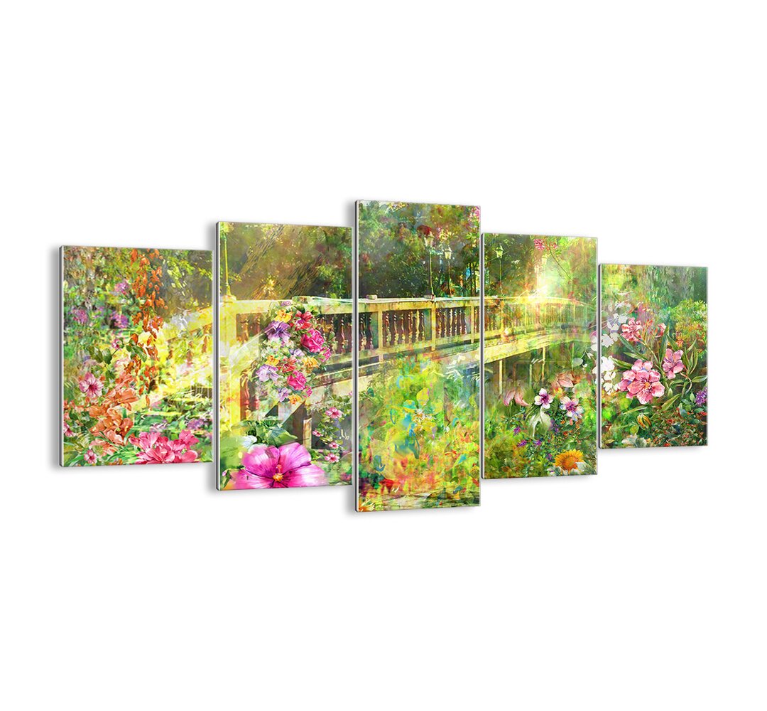 5-tlg. Glasbilder-Set - Grafikdruck „The bridge of spring sighs”