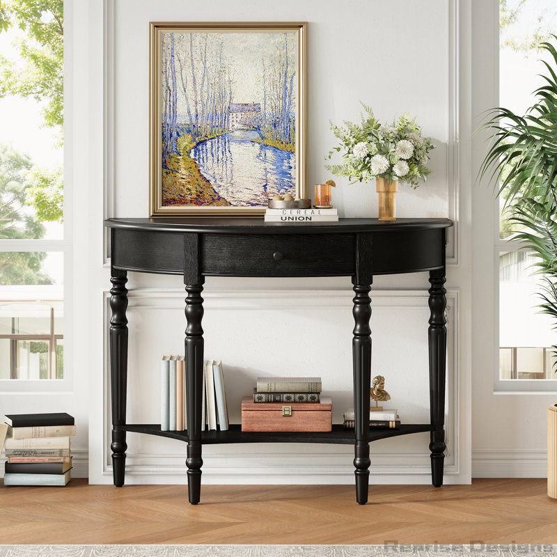 Console de style campagnard avec tiroir et tablette Farmhouse, Noir
