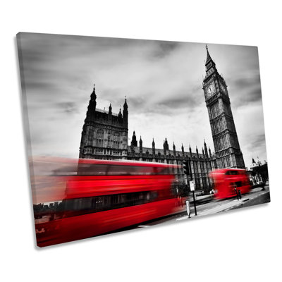 Red Bus London Big Ben - Wrapped Canvas Print