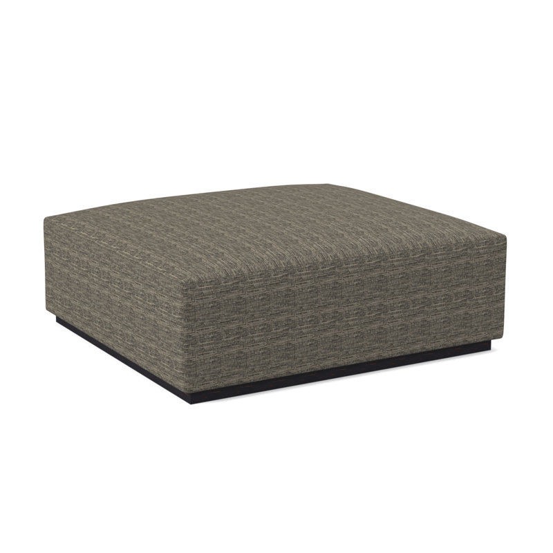Club Square Boucle and Velvet Ottoman, Elise Flax 100% Polyester, Vintage Ebony