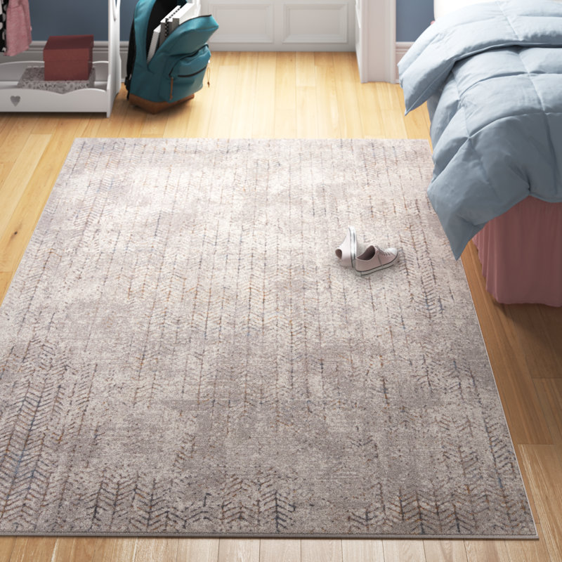 Tapis à motif géométrique gris / bleu Ph Wilson, Tapis de couloir 2 pi 6 po x 10 pi