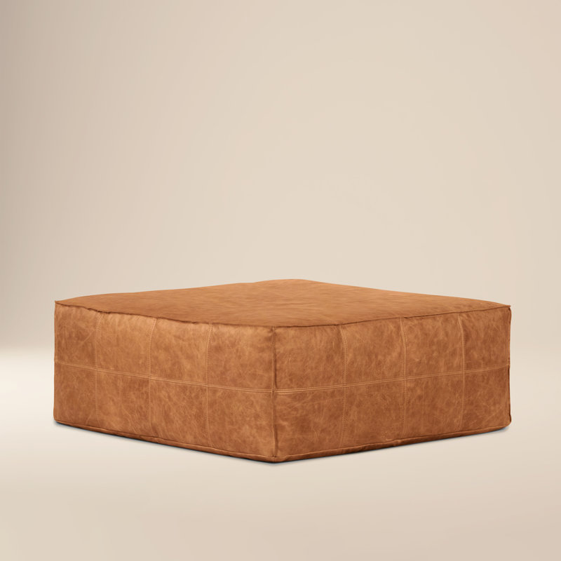 Taos Full-Grain Genuine Leather 37" Square Ottoman