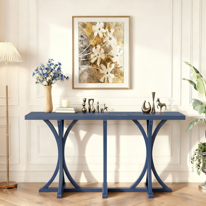 Console élégante en bois avec console rectangulaire derrière le canapé et la table d'entrée, Marine