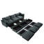 Siège large à 3 places avec repose-pieds, canapé modulaire gris chenille pour le salon, tiroir coulissant sous chaque siège, tissu lisse et lisse, canapé-lit de cinéma disponible en plusieurs tailles, usure-121369209