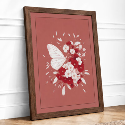 Butterfly Among Blooms Botanical - Framed Print
