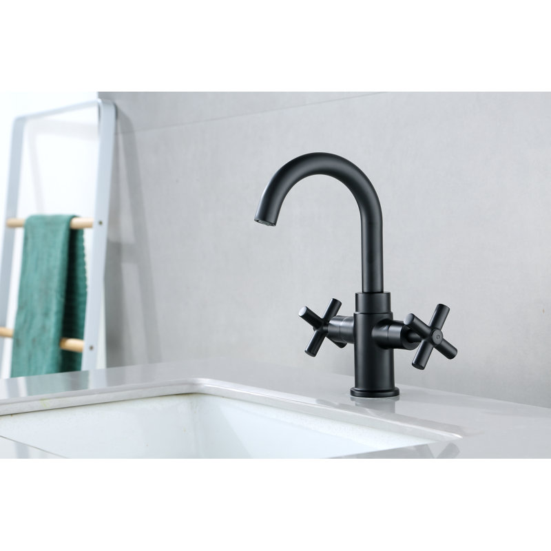 Single-Hole 2-handle Bathroom Faucet with Drain Assembly, Matte Black