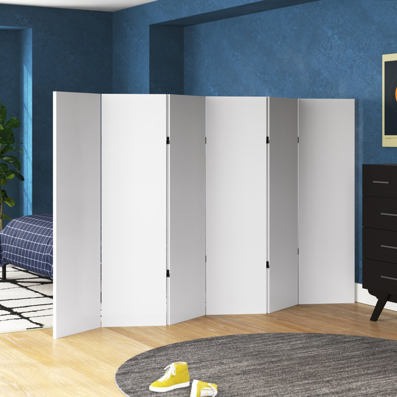 White Canvas 6-Panel Folding Room Divider