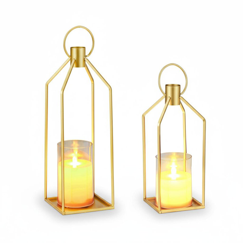 Metal Candelabra with Candle Included, 56cm H x 13cm W x 13cm D, Gold
