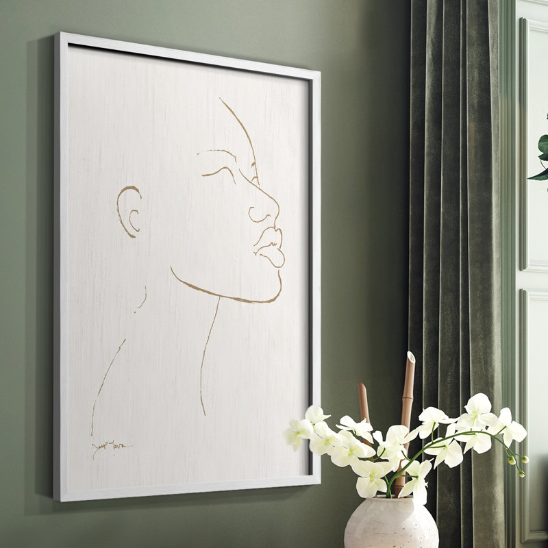 Portrait S croquis I, reproduction encadrée - bois massif, Cadre blanc, H 20 po x l 16 po