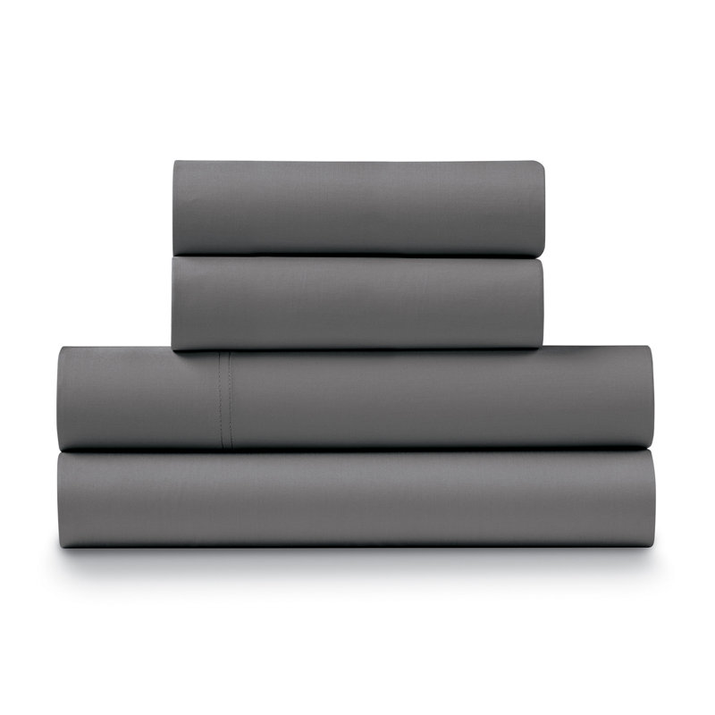 Ensemble de draps 100% satin de coton à densité de tissage 1200 fils 4 pièces, Très grand californien, Acier