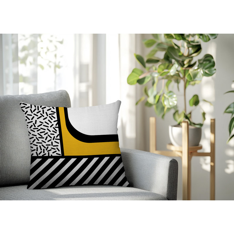 Oreiller carré réversible intérieur / extérieur Jazzo, Jaune, Carré 16 po