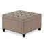 Grand repose-pieds de rangement carré avec pieds en bois, table basse capitonnée avec garniture cloutée pour l'espace de vie, lin-911720217