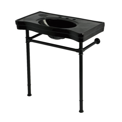 Lavabo console en laiton 36 pouces avec pieds en acier inoxydable Kingston Kingston Imperial (8 pouces, 3 trous)