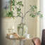 Vase en verre transparent avec motif botanique vert et or, 16,5 po