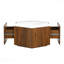 Table basse hexagonale rustique rétro en bois avec 2 tiroirs cachés et plateau en marbre texturé chêne Walunt-1808642090