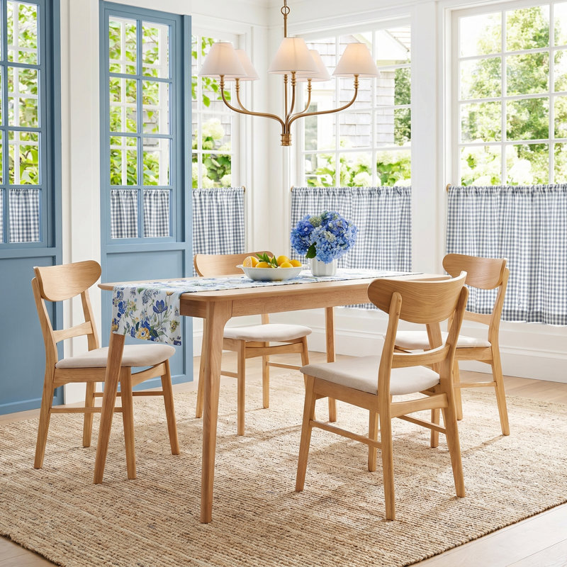 Ensemble de salle à manger pour 4 personnes Armgart, Chêne naturel, Beige clair