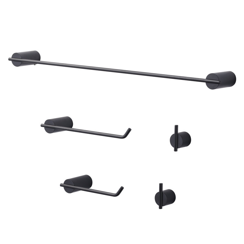 Matte Black 5-Piece Stainless Steel Bathroom Hardware Set