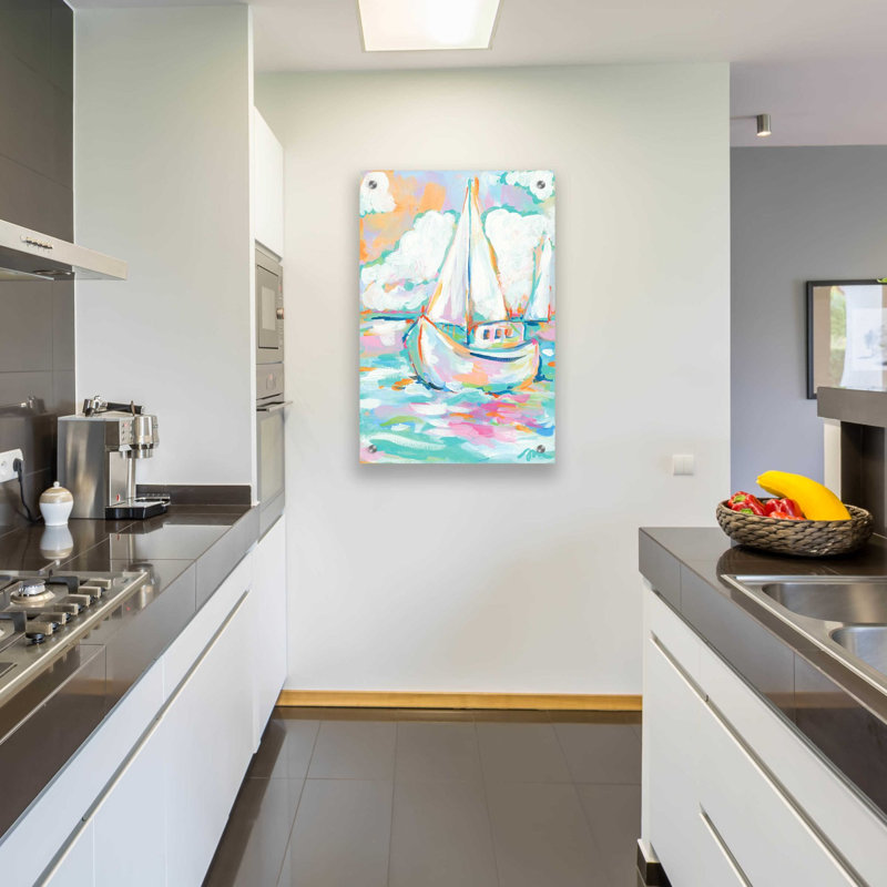 «Pink Sea» par Jessica Mingo, art mural en verre acrylique, L 24 po x H 36 po