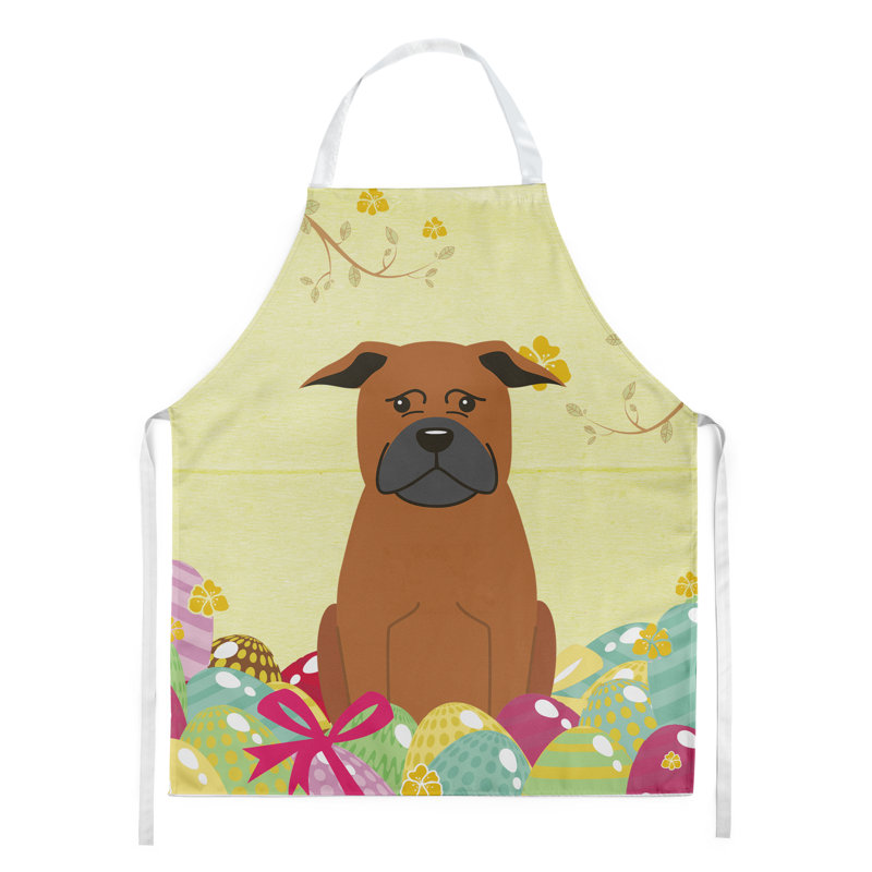 Tablier œufs de pâques, Jaune / chocolat, Chien chinois de Chongqing
