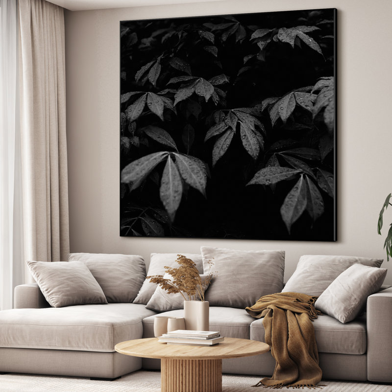 Très grand art mural imprimé sur toile - feuilles, art botanique moderne, décoration pour le salon ou la chambre à coucher - «Assemblage requis du cadre (cadre non fini)»