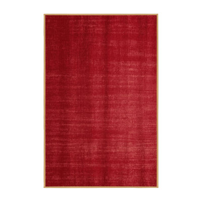 Machine Washable Solid Red Area Rug
