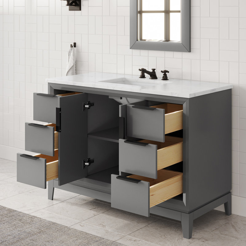Venito Belmar 48'' Single Bathroom Vanity, Cashmere Gray, Matte Black