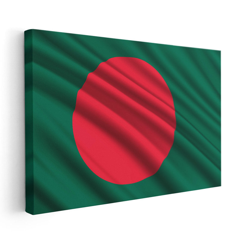 Drapeau bangladais flottant - reproduction d'art sur toile, H 20 po x l 30 po
