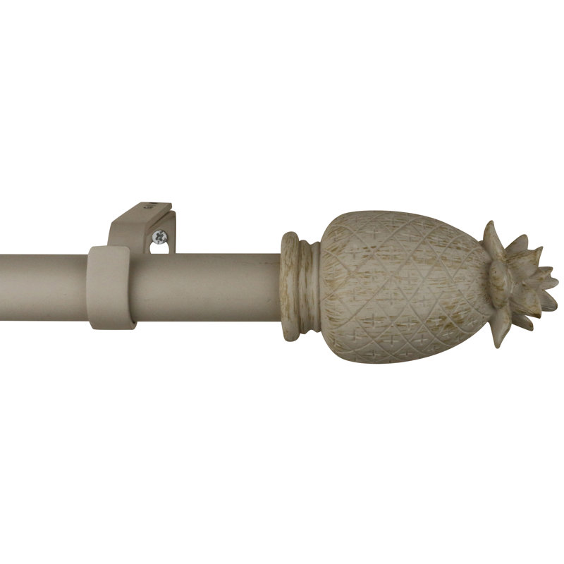 Tringle à rideaux simple réglable 1 po Bertita, l 84 po à 120 po, Blanc doré de France / décoration doré