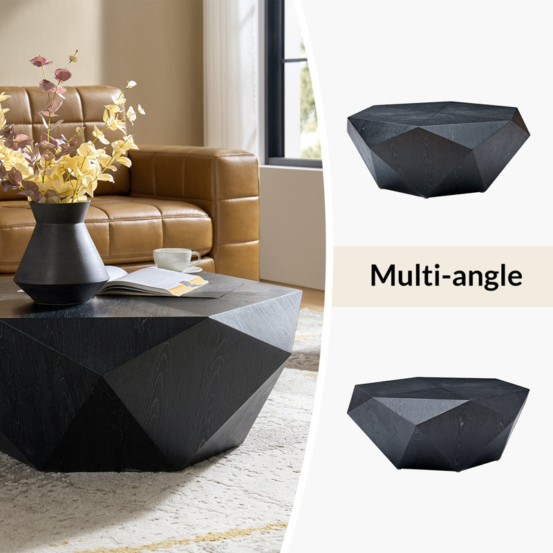 Nikolaus 39" Geometric Design Coffee Table With Fully Assembled