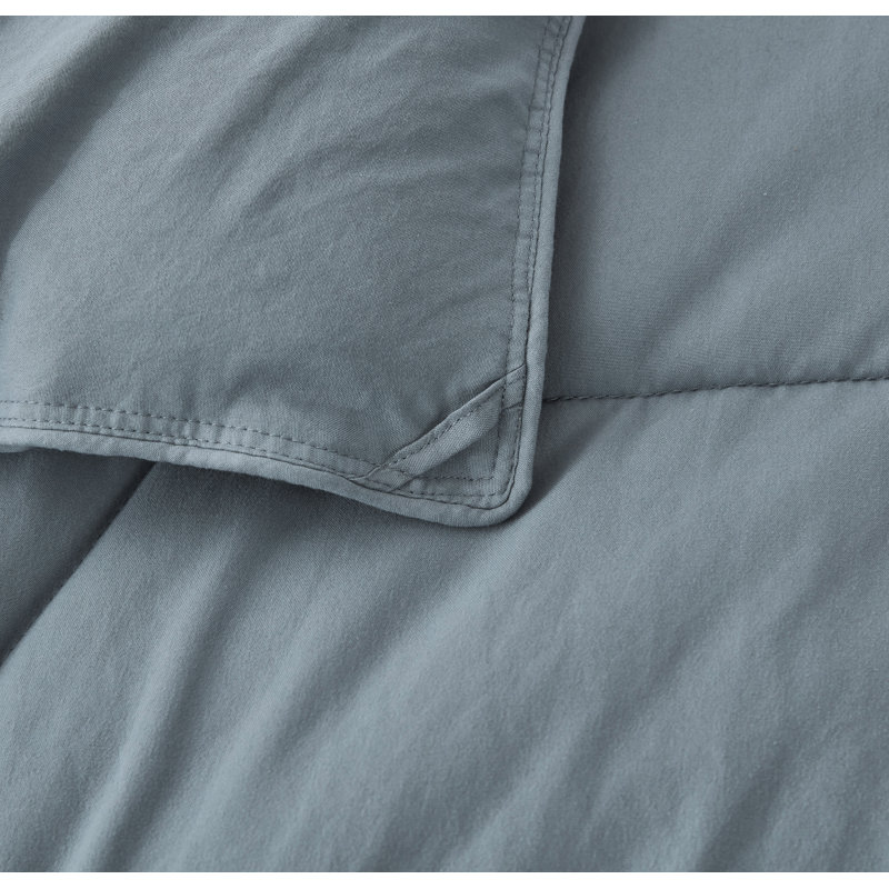 Washed Microfiber Bedding Honeycomb Comforter Set, King Comforter + 2 King Shams, Dusty Blue