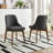 Dark Grey Upholstered Dining Chairs with Oak Wooden Legs Set of 2-2029703315