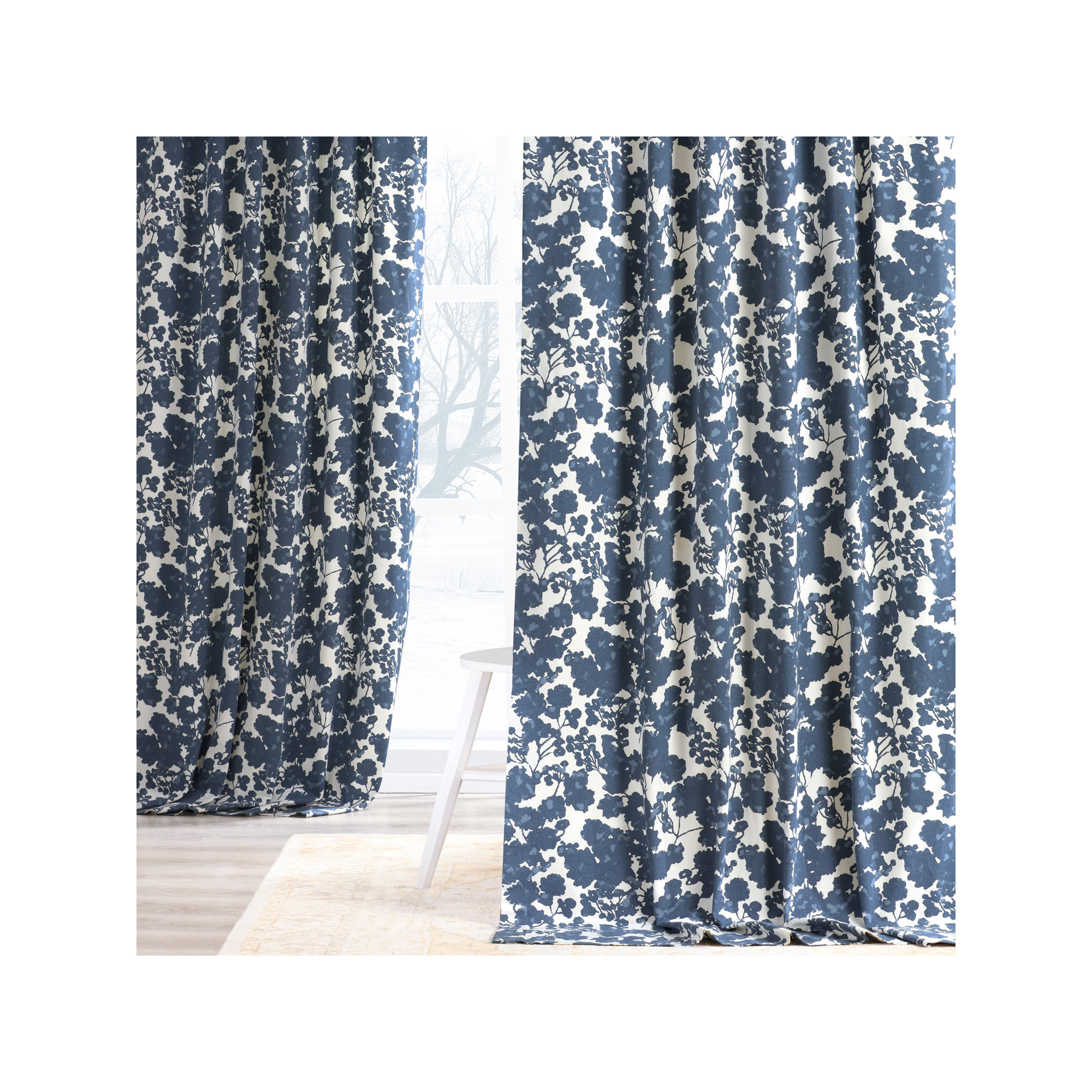 Tikal Room Darkening Curtain, 50" W x 108" L, Fleur Blue