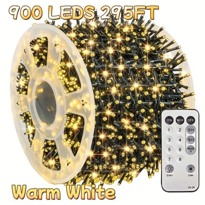 900 LED Christmas String Lights, 295FT, 8 Modes, Waterproof