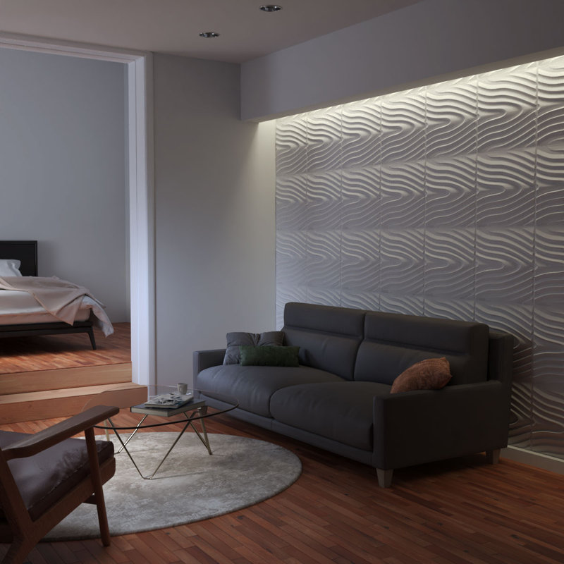 White Textured 3D PVC Wall Panels, 19.63" x 19.63", 10-Pack