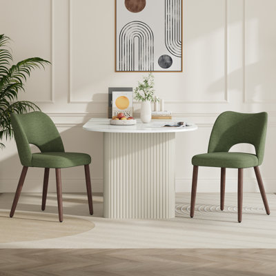 Modern Upholstered Dining Chair with Solid Wood Legs